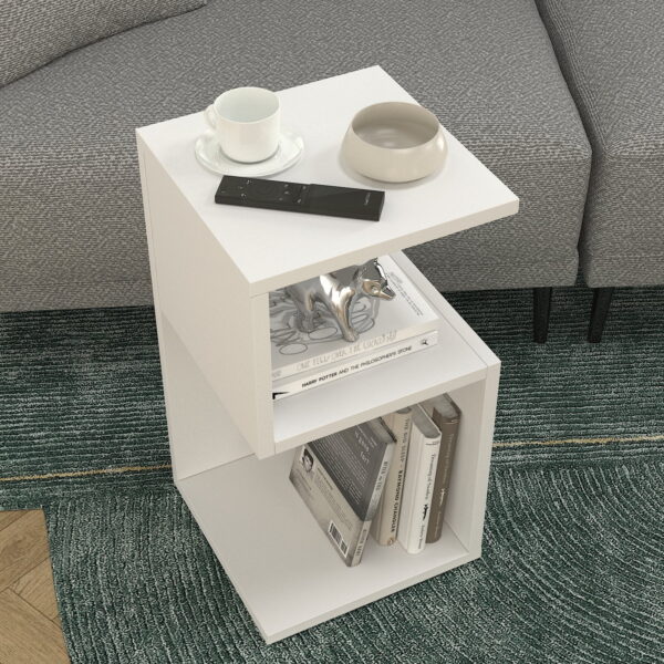 Noptiera UnicUtil cu rafturi pe trei niveluri in model S, Alb Stanga 30 x 30 x 55cm - imagine 4