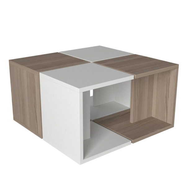 Masuta de Cafea Multifunctionala, UnicUtil, 59 x 31 x 59 cm, Alb si Maro - imagine 5
