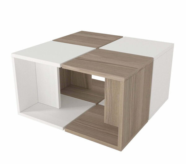 Masuta de Cafea Multifunctionala, UnicUtil, 59 x 31 x 59 cm, Alb si Maro - imagine 8