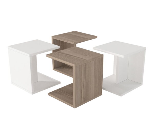 Masuta de Cafea Multifunctionala, UnicUtil, 59 x 31 x 59 cm, Alb si Maro - imagine 9