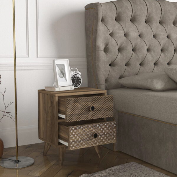 Noptiera UnicUtil cu doua Sertare pentru depozitare, Maro 40 x 30 x 48 cm - imagine 3