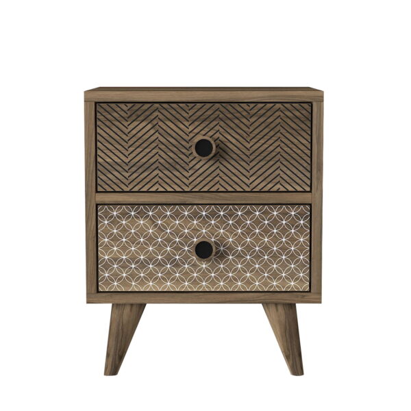 Noptiera UnicUtil cu doua Sertare pentru depozitare, Maro 40 x 30 x 48 cm - imagine 5
