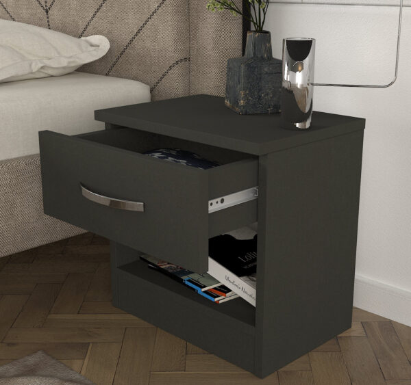 Noptiera UnicUtil cu un Sertar pentru depozitare, Gri Antracit 40 x 30 x 40 cm - imagine 4