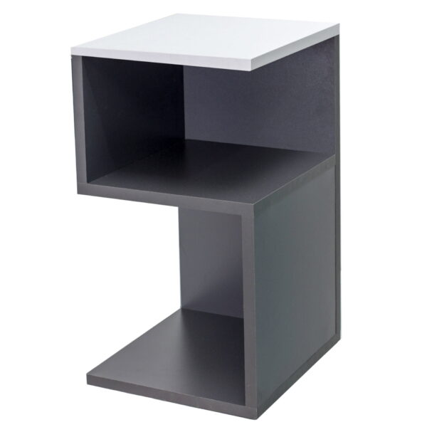 Noptiera/Masuta Cafea UnicUtil cu rafturi pe trei niveluri in model S, Gri Antracit, Alb Dreapta 30 x 30 x 55cm - imagine 5