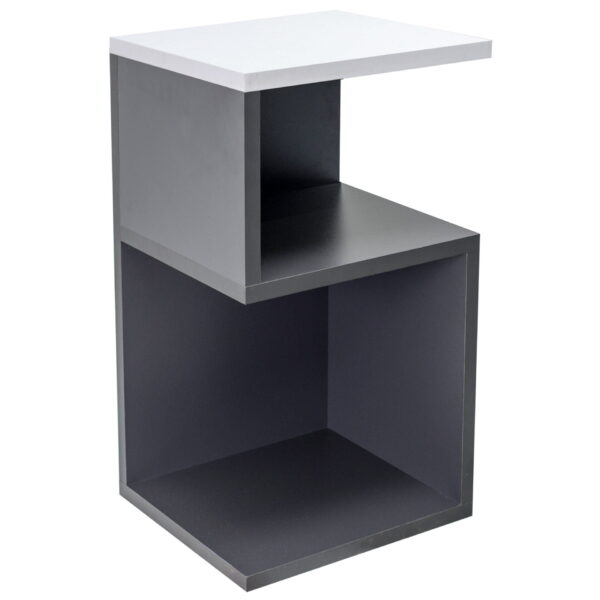 Noptiera/Masuta Cafea UnicUtil cu rafturi pe trei niveluri in model S, Gri Antracit, Alb Dreapta 30 x 30 x 55cm - imagine 6