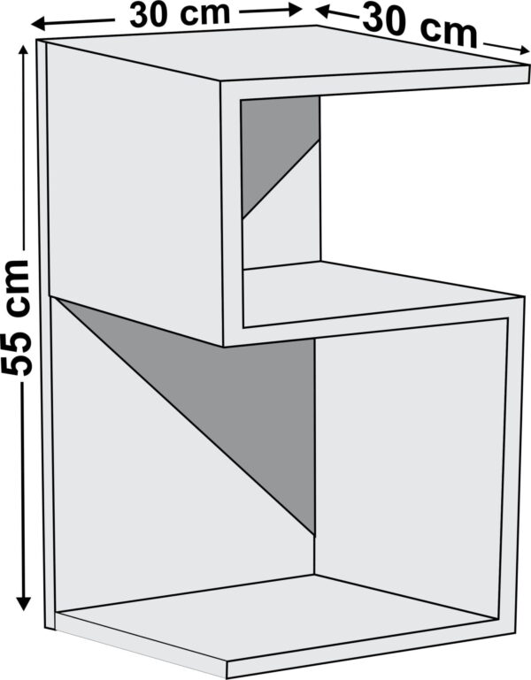 Noptiera/Masuta Cafea UnicUtil cu rafturi pe trei niveluri in model S, Gri Antracit, Alb Dreapta 30 x 30 x 55cm - imagine 7