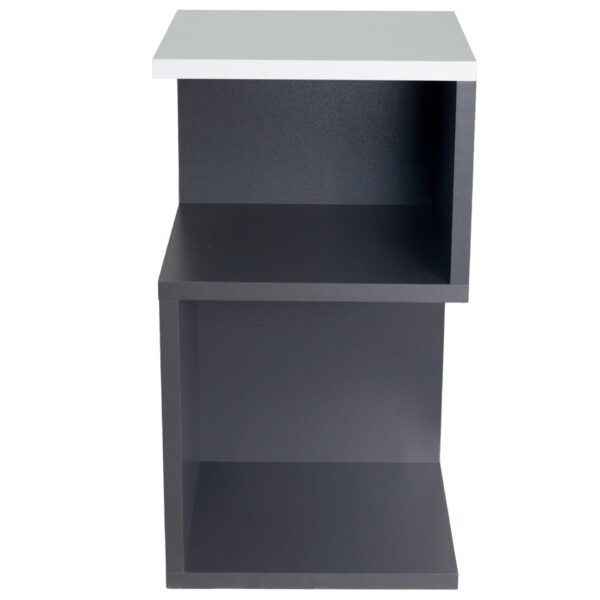 Set 2 Noptiere UnicUtil cu rafturi pe trei niveluri in model S, Alb, Gri Antracit 30 x 30 x 55cm - imagine 6
