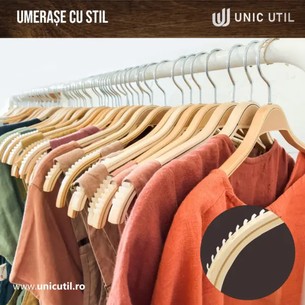 umerase tricouri din lemn cu margini de cauciuc anti-alunecare, natur, UUUM08 - imagine 4