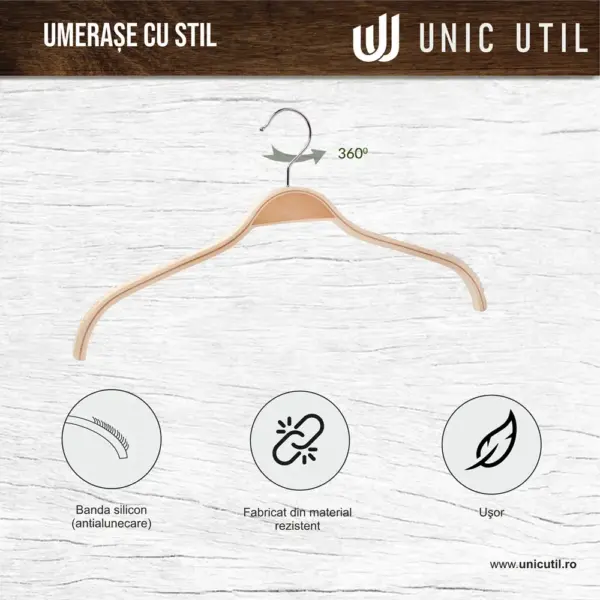 umerase tricouri din lemn cu margini de cauciuc anti-alunecare, natur, UUUM08 - imagine 6