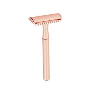 Aparat de ras Classic Safety Razor Techstar® SR1, Aliaj de Zinc, Cu Lame De Rezerva, Reutilizabil, Ecologic, Rose Gold, Alte categorii