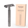 Aparat de ras Classic Safety Razor Techstar® SR7, Aliaj de Zinc, Cu Lame De Rezerva, Reutilizabil, Ecologic, Negru, Alte categorii - imagine 8
