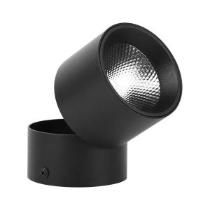 Aplica LED Techstar® AP, Putere 15W, Culoare Lumina 6500K, Diametru 8.7cm, CRI 80+, Corp Aluminiu, Reglabil 90°, Negru, Iluminat interior – ofertă, preț și specificații