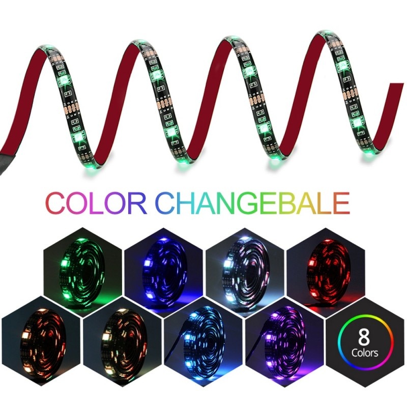 Banda LED Multicolor USB 5050 RGB Flexibila Decorat Exterior Interior 1M Waterproof cu Telecomanda, Iluminat interior - imagine 8