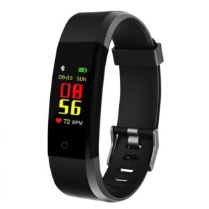 Bratara Smart Fitness Techstar® ID115 Plus Fitness, 0,95" OLED, BT4.0, Waterproof IP65, Monitorizare Puls, Tensiune, Negru, Ceasuri si bratari smart