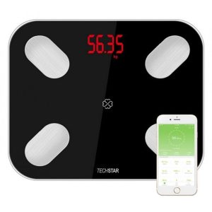 Cantar Electronic Smart Techstar®, Negru, Display Digital, Wireless, Bluetooth, Greutate 180kg Max, Compatibil Android & iOS, Smart home – ofertă, preț și specificații