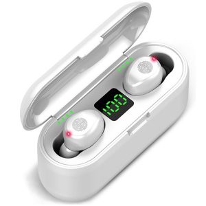 Casti True Wireless Techstar® F9 Mini, Wireless, Bluetooth V5.0, SplashResistent, Touch, iOS, Android, Alb, Casti