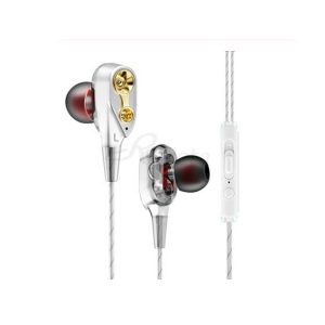 Casti cu fir Techstar® Roreta Albe, Dual Drive, Microfon, Extra Bass, In ear, 3.5mm, Remote, Casti – ofertă, preț și specificații