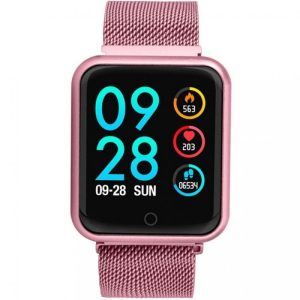Ceas Smartwatch Techstar® P68, 1.3 inch IPS, Monitorizare Puls, Tensiune, Sedentarism, Bluetooth 4.0, IP65, Curea Otel Inoxidabil, Roz, Ceasuri si bratari smart – ofertă, preț și specificații