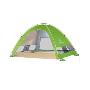 Cort Pentru Plaja Verde Anti-UV Tip Pop-up cu o Fereastra pentru 3-4 Persoane Marime 210x160x130cm, Alte categorii