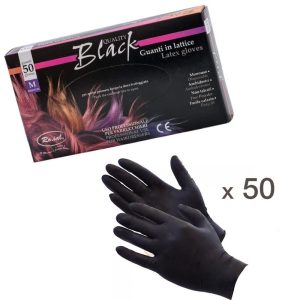 Cutie cu 50 de Manusi Roial de Protectie, din Latex, Negre, Marimea L, de Unica Folosinta, Smart home