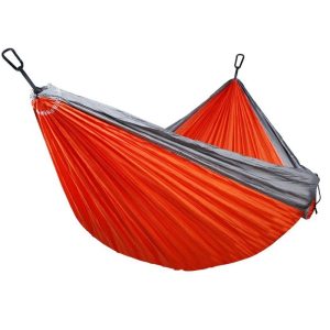 Hamac Portocaliu Tip Parasuta 210T Nylon Portabil si Compact cu Accesorii Incluse Marime 260 x 140cm Greutate Suportata 250kg, Alte categorii