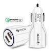 Incarcator Auto Dual 2 USB Techstar® Qualcomm Quick Charge 3.0 Adaptor 9V 2A Bricheta Alb, Auto - Moto - imagine 7