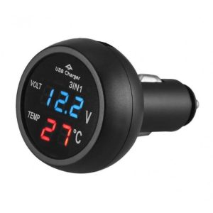 Incarcator Auto USB Techstar® cu Voltmetru si Termometru Digital LCD, Conectare la Bricheta 12/24V, Auto - Moto – ofertă, preț și specificații