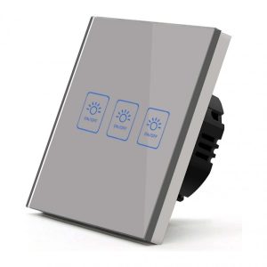 Intrerupator Smart Touch Techstar® TG02, Wireless 2.4GHz, Sticla Securizata, Design Modern, Iluminare LED, 3 Faze, Gri, Intrerupatoare – ofertă, preț și specificații