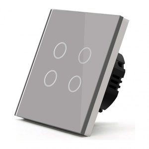 Intrerupator Touch Techstar®, Sticla Securizata, Design Modern, Iluminare LED, 4 Faze, Gri, Intrerupatoare – ofertă, preț și specificații