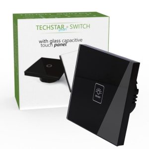 Intrerupator Touch Techstar® TG02, Sticla Securizata, Design Modern, Iluminare LED, 1 Faza, Negru, Intrerupatoare – ofertă, preț și specificații