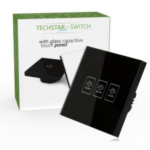 Intrerupator Touch Techstar® TG02, Sticla Securizata, Design Modern, Iluminare LED, 3 Faze, Negru, Intrerupatoare – ofertă, preț și specificații