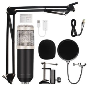 Microfon Profesional de Studio Condenser BM800 cu Stand Inclus pentru Inregistrare Vocala