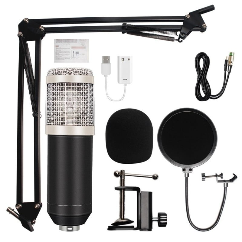 Microfon Profesional de Studio Condenser BM800 cu Stand Inclus pentru Inregistrare Vocala
