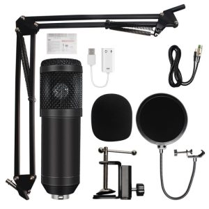 Microfon Profesional de Studio Condenser BM800 cu stand inclus pentru Inregistrare Vocala
