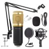 Microfon Profesional de Studio, Techstar® BM800 Condenser, Stand Inclus pentru Inregistrare Vocala, Streaming, Gaming, Podcast, Vlog, Gold, Adaptoare si periferice PC - imagine 10