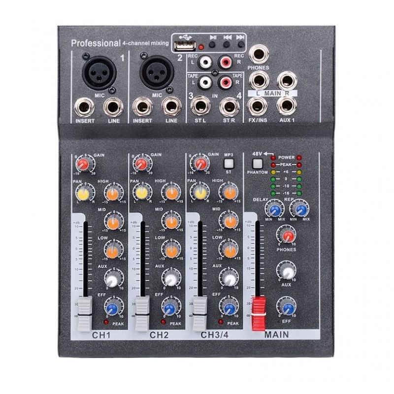 Mixer Audio Mini Portabil cu USB, 4 Canale DJ, Mix Sunet Consola, Mp3, 48V, pentru Karaoke si Petreceri, Adaptoare si periferice PC – ofertă, preț și specificații