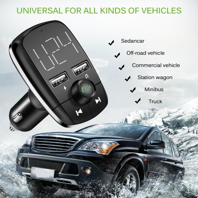 Modulator FM Auto Wireless T50 Car Kit Bluetooth MP3 Player Dual Usb Port, Auto - Moto - imagine 3