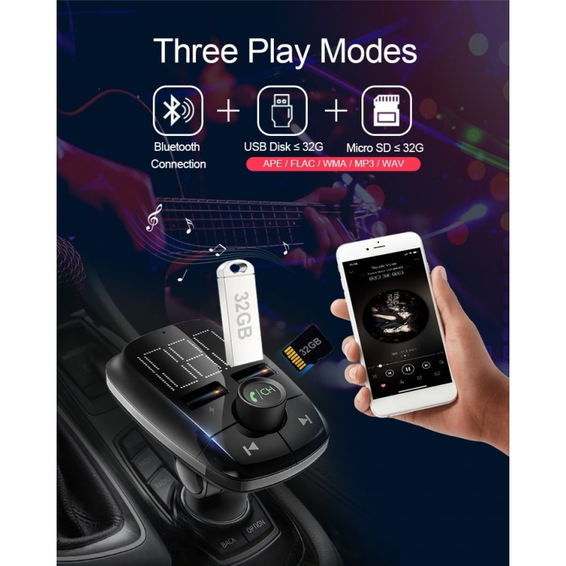 Modulator FM Auto Wireless T50 Car Kit Bluetooth MP3 Player Dual Usb Port, Auto - Moto - imagine 5