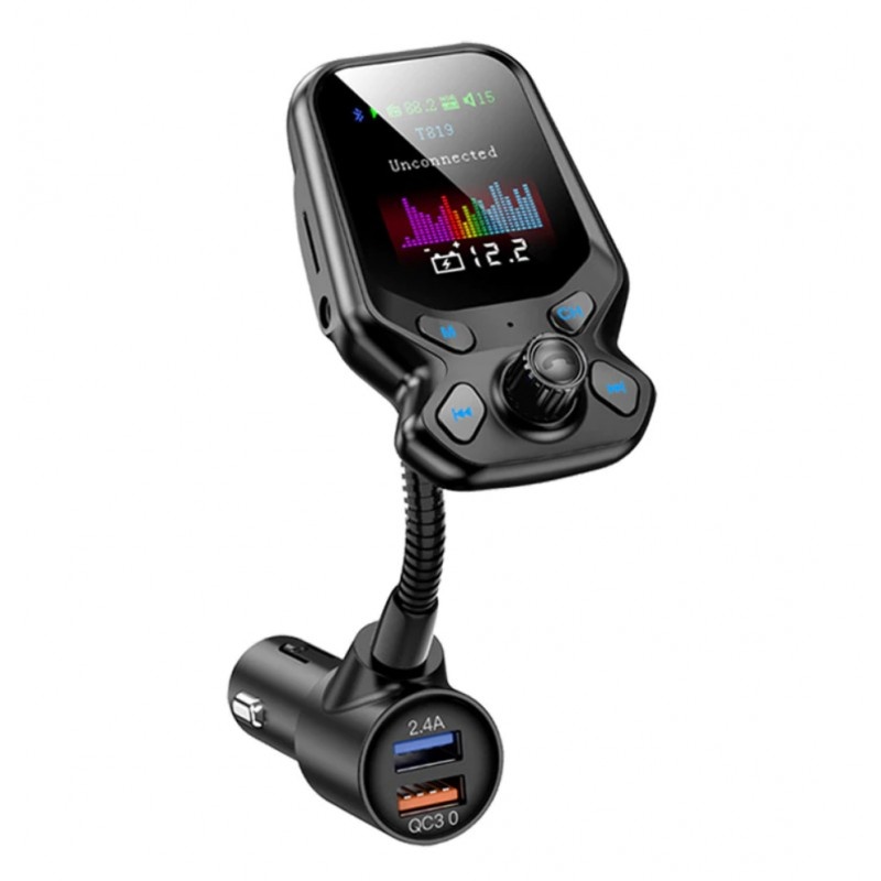 Modulator FM Techstar® T819 NEGRU – Audio Perfect pentru Mașină și Motocicletă