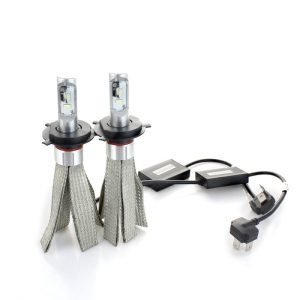 Set 2 LED-uri Auto Techstar&reg; 8C, H4, 30w, 3000 Lumeni, 6500K, AUTO, 12-24 Volti, COB, Radiator Aluminiu si Cupru, Lumini LED auto