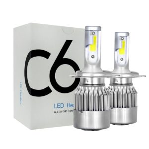 Set 2 LED-uri Auto Techstar® C6, H4, 36w, 3800 Lumeni, 6500K, AUTO, 12-24 Volti, COB, Lumini LED auto