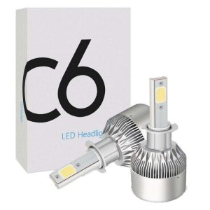 Set 2 LED-uri Auto Techstar® C6, H3, 36w, 3800 Lumeni, 6500K, AUTO, 12-24 Volti, COB, Lumini LED auto – ofertă, preț și specificații