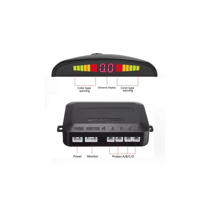 Set Senzori Parcare Auto Detector Parktronic Display Radar Monitor 4 Senzori GRI Inchis, Auto - Moto - imagine 3