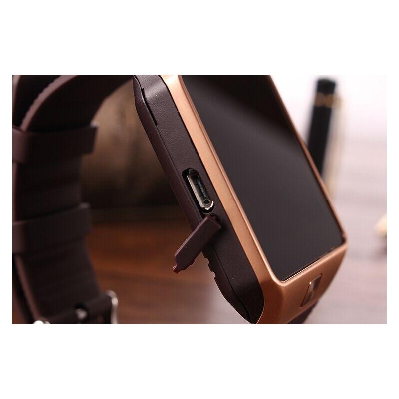 Smartwatch Bluetooth DZ09 MTK Compatibil SIM si MicroSD cu Camera Auriu, Ceasuri si bratari smart - imagine 6