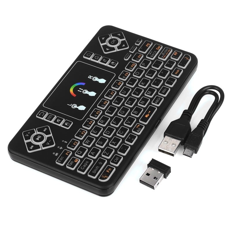 Tastatura Wireless Techstar® Q9 Iluminata RGB , QWERTY, Plug&Play, Tochpad, Tastatura, Mouse, Smart TV - imagine 13