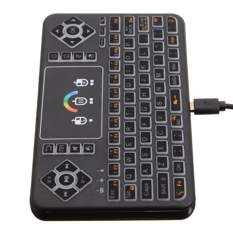 Tastatura Wireless Techstar® Q9 Iluminata RGB , QWERTY, Plug&Play, Tochpad, Tastatura, Mouse, Smart TV - imagine 8