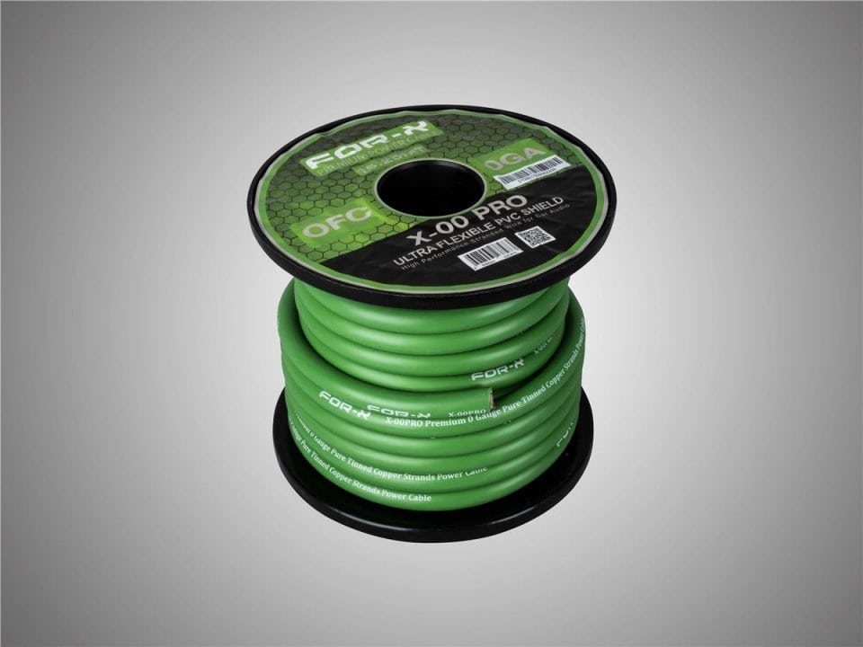 Cablu alimentare ForX X 00 PRO, 0 GA OFC, Metru Liniar / Rola 15m, 50mm2 (1 / 0AWG),Verde