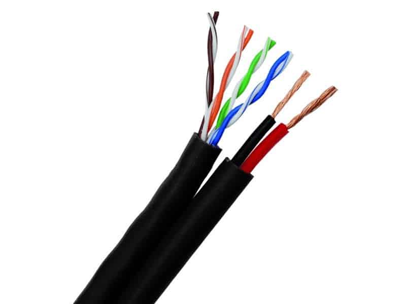 Cablu siamez UTP cat5 cupru 100% cu alimentare 2×1 mm rola 100m