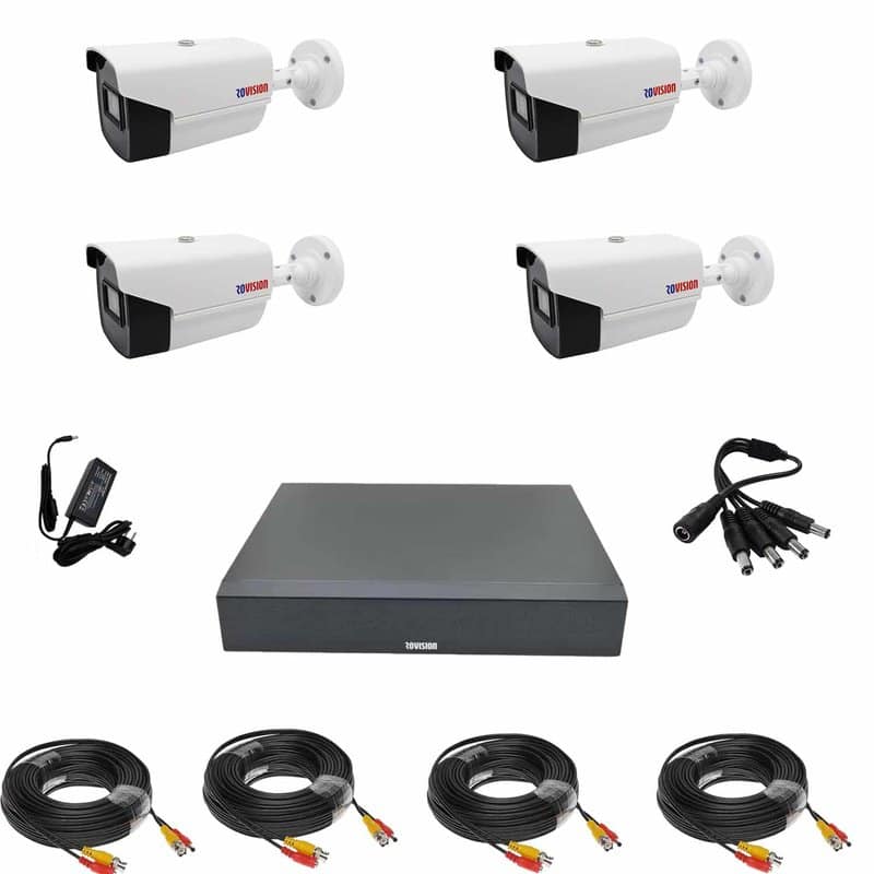 Sistem complet 4 camere supraveghere, exterior, FULL HD, IR 40m, DVR 4 canale, 5MP