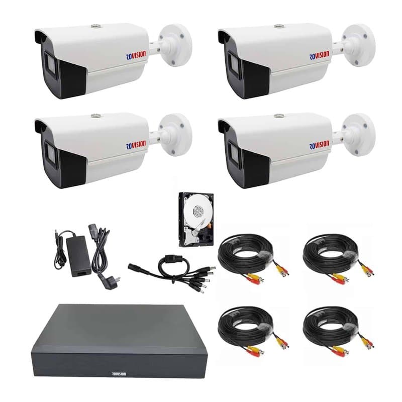 Sistem complet 4 camere supraveghere exterior FULL HD IR 40m, DVR 4 canale, accesorii si HDD